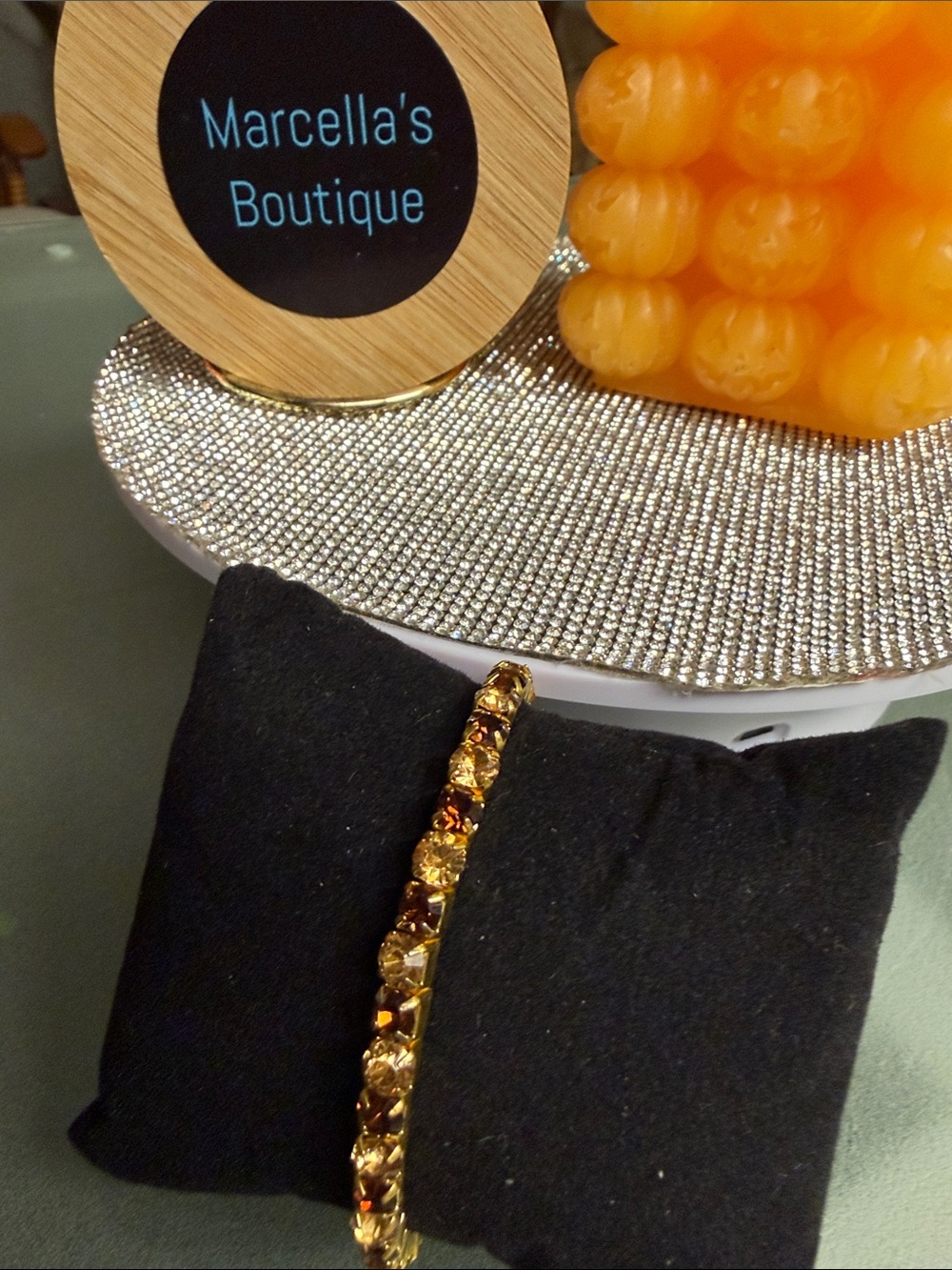 Gold and Amber Crystal tennis Bracelet